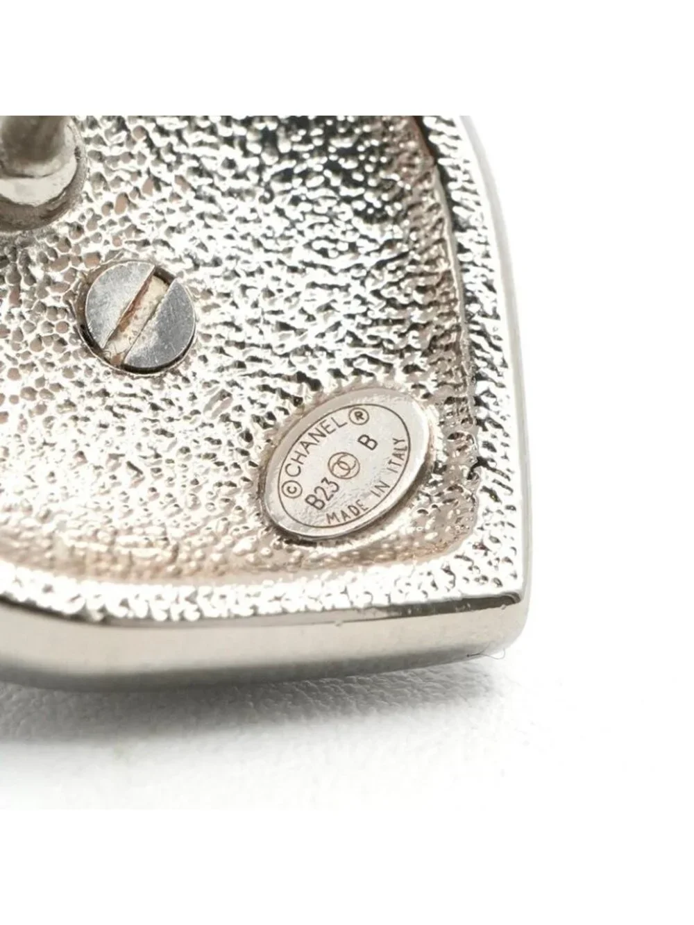 Chanel Earrings Silver CC Logo Rhinestone
